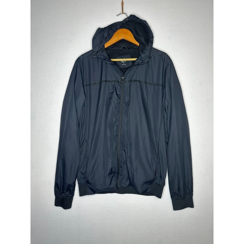 Cedar Wood State Mens Black Rain Coat Hooded Jacket Size Large
